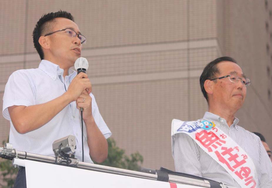 三重県四日市市にて、山口代表を迎えての街頭演説会